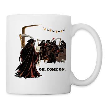 Sensenmann auf einer Halloween-Party - Tasse - Weiß - Rechts