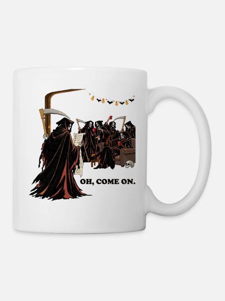 Sensenmann auf einer Halloween-Party - Tasse - Weiß