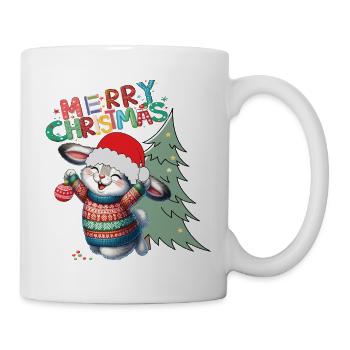 Fröhlicher Weihnachtshase - Tasse - Weiß - Rechts