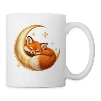 Schlafender Fuchs auf einem goldenen Mond - Tasse - Weiß - Rechts