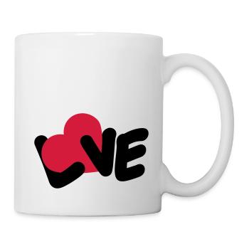 Love Text Valentinstag Logo Herz Liebe Statement - Tasse - Weiß - Rechts