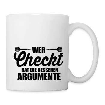 Darts Wer checkt hat Argumente - Tasse - Weiß - Rechts