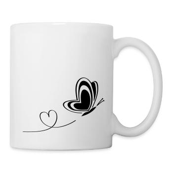 butterfly love insect heart wings - Mug - white - Right