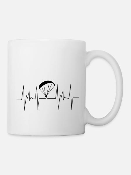 heartbeat paragliding Geschenk - Tasse - Weiß