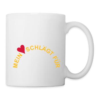 MEIN HERZ SCHLÄGT FÜR ... Dein Text / Emblem - Tasse - Weiß - Rechts