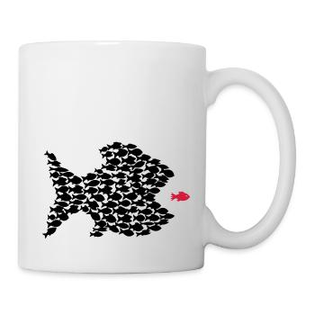 fisch fische schwarm angler angeln demokratie - Tasse - Weiß - Rechts