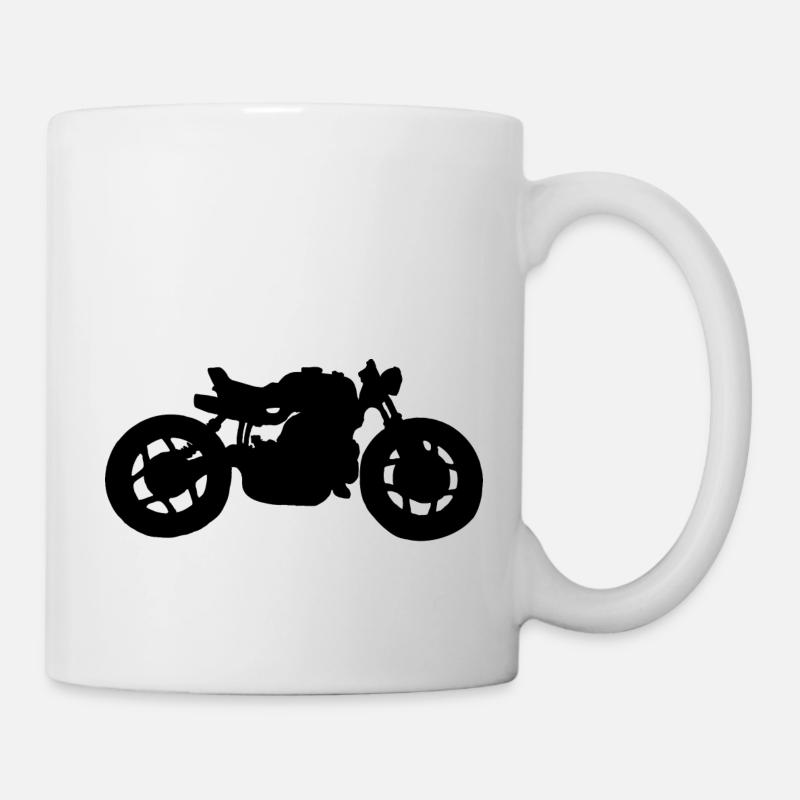 schwarzes Cafe Racer Motorrad - Tasse - Weiß