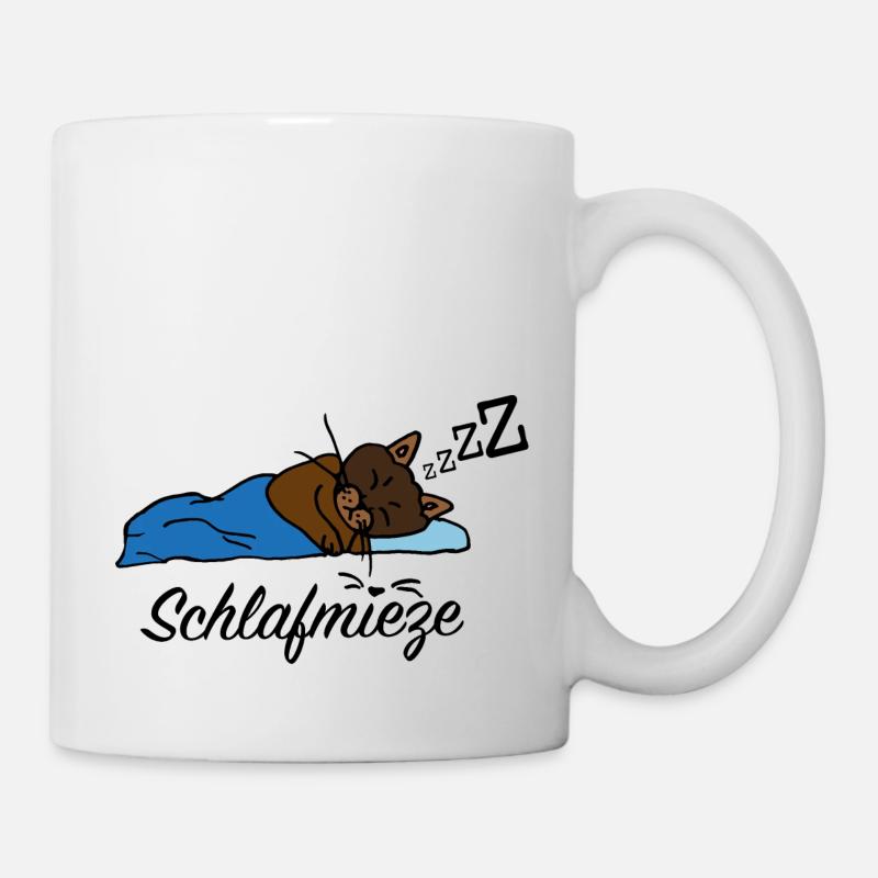 süße Schlafmieze mit Schriftzug Geschenkidee - Tasse - Weiß