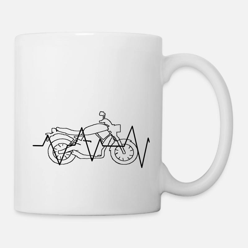 Motorrad Herzfrequenz Geschenk Geschenkidee - Tasse - Weiß