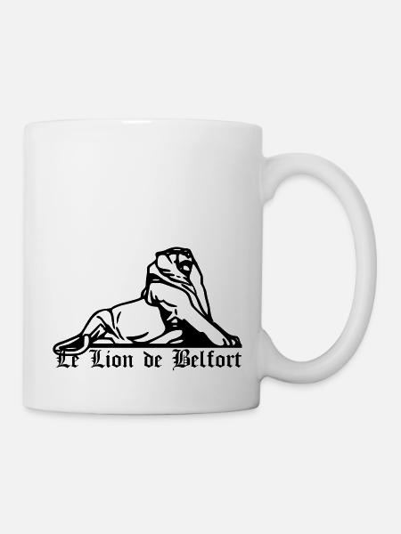 Lion de Belfort + texte gothique - Mug blanc - blanc