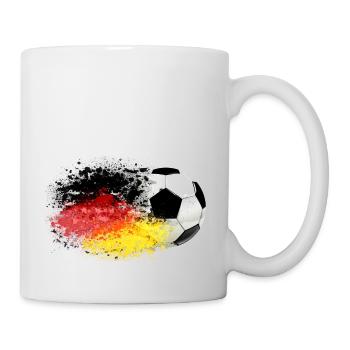 52 Fussball fliegt Deutschland Fahne Splash Klecks - Tasse - Weiß - Rechts