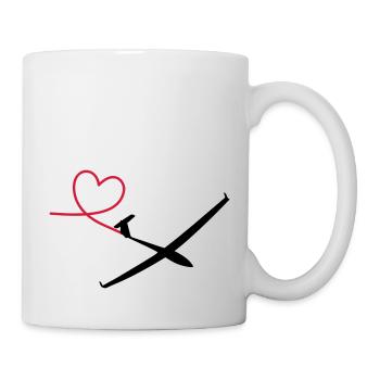 Segelflugzeug mit Herz - Tasse - Weiß - Rechts