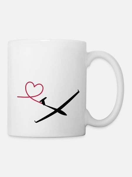 Segelflugzeug mit Herz - Tasse - Weiß