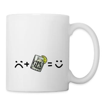 Sad Me (traurig) + Gin Tonic = Happy Me - Tasse - Weiß - Rechts