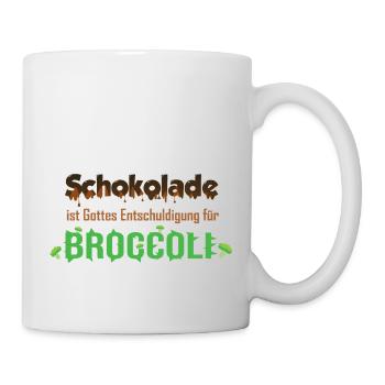 Schokolade ist Gottes Entschuldigung für Broccoli - Tasse - Weiß - Rechts