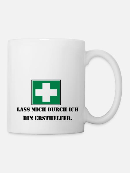 Lass mich durch ich bin Ersthelfer (schwarz) - Tasse - Weiß
