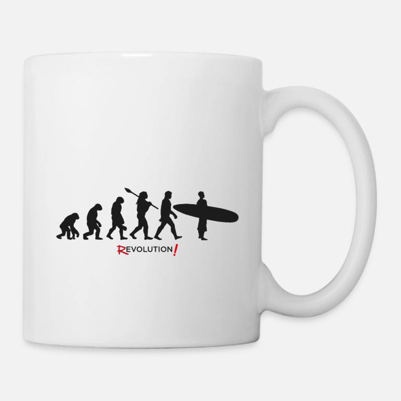 Evolution revolution surf cool humor - Mug - white