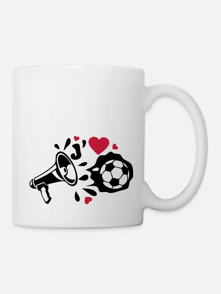 megaphone foot love aime ballon - Mug blanc - blanc