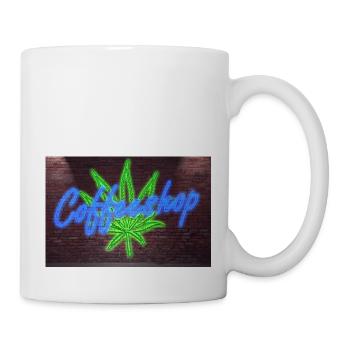 Neon Lettering Coffeeshop on Brick Wall Poster - Tasse - Weiß - Rechts