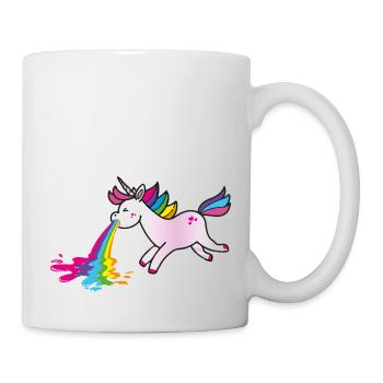 puking unicorn rainbow - Mug - white - Right