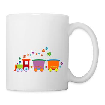 Eisenbahn Kinderspielzeug Zug Frühlingsblumen - Tasse - Weiß - Rechts