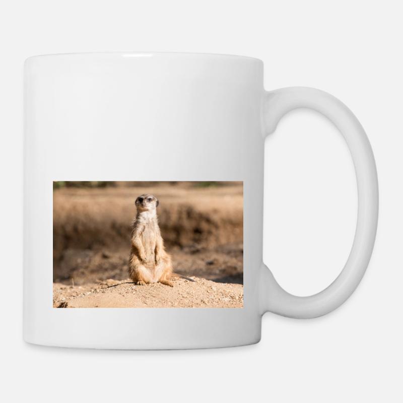 Suricate (Suricata suricatta) meerkat - Mug blanc - blanc