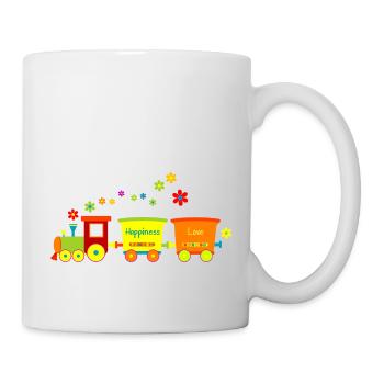 Eisenbahn Kinderspielzeug Zug Frühlingsblumen bunt - Tasse - Weiß - Rechts