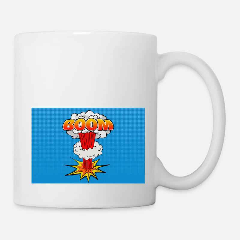 Boom Comic Explosion Lettering Symbol Poster - Tasse - Weiß