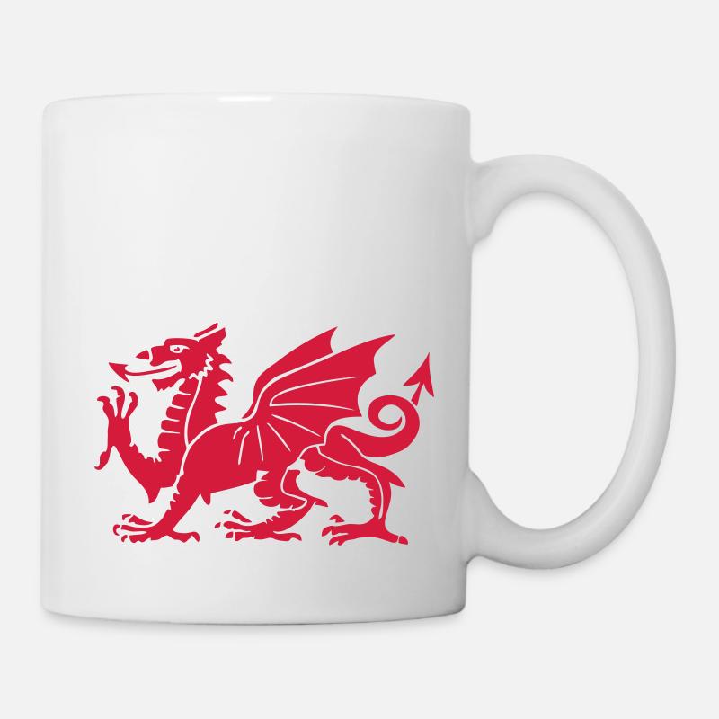 ddraig goch welsh red dragon wales cymru - Mug - white