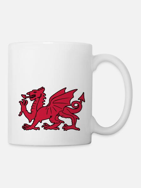 welsh red dragon wales cymru - Mug - white