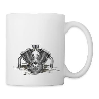 V 2 Motorradmotor - Tasse - Weiß - Rechts