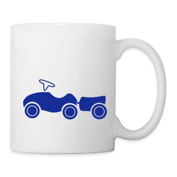 Rutscheauto mit Anhänger - Tasse - Weiß - Rechts
