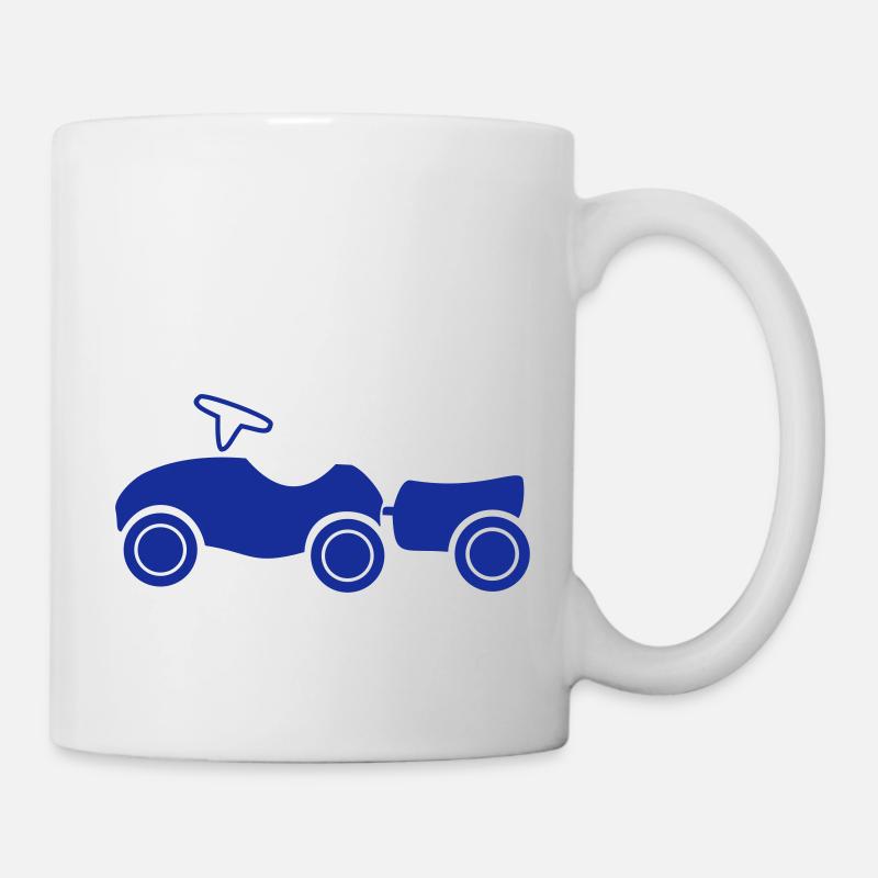 Rutscheauto mit Anhänger - Tasse - Weiß