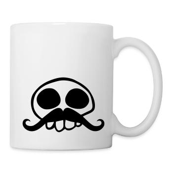 moustachu tête de mort à moustache drôle - Mug blanc - blanc - Droite