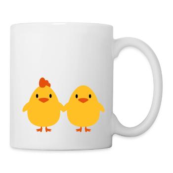 Poussins amoureux coq et la poule - Mug blanc - blanc - Droite