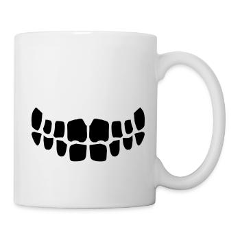 Grinning Evil Horror Mouth Smile Comic Teeth - Mug - white - Right