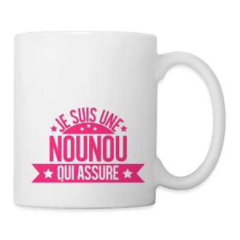 je suis une nounou qui assure - Mug blanc - blanc - Droite