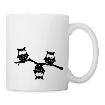 Hiboux rigolos branche down hibou fou - Mug blanc - blanc - Droite
