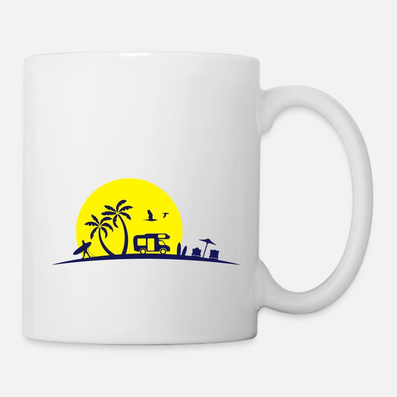 Wohnmobil Strand und Palmen - Tasse - Weiß