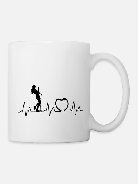 Heartbeat mit Herz golf1 - Tasse - Weiß