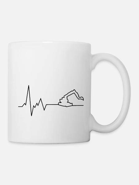 herzschlag bagger - Tasse - Weiß