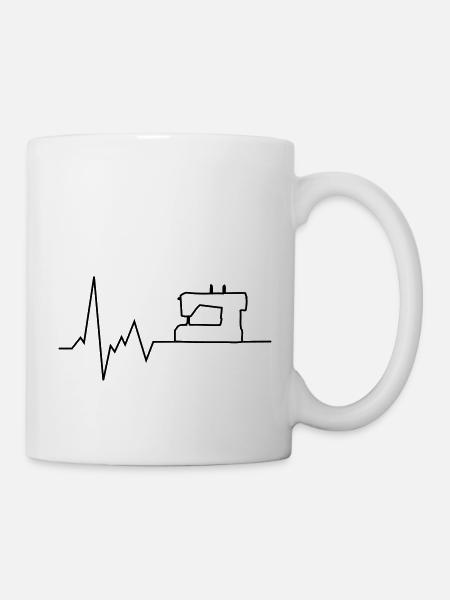 heartbeat sewing machine - Mug - white
