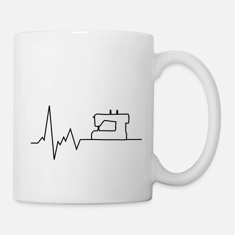 heartbeat sewing machine - Mug - white