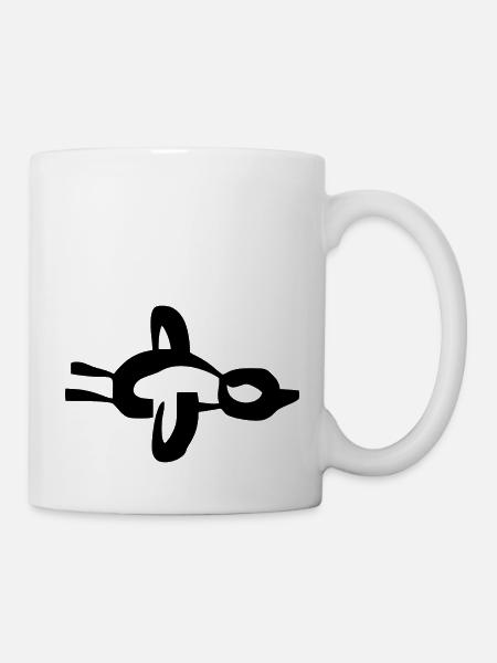 Abstrakte Zeichnung - Vogel im Flug - Tasse - Weiß