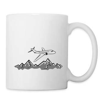 mountains alps line airplane plane fly pilot holid - Mug - white - Right