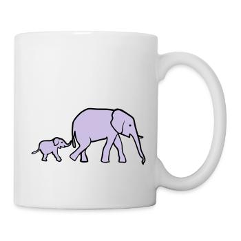 Elephant mother and baby - Mug blanc - blanc - Droite