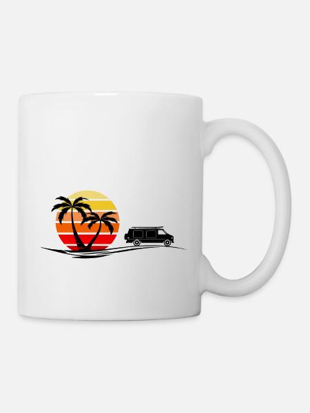 CAMPER BUS VAN Reise Palmen Süden - Tasse - Weiß