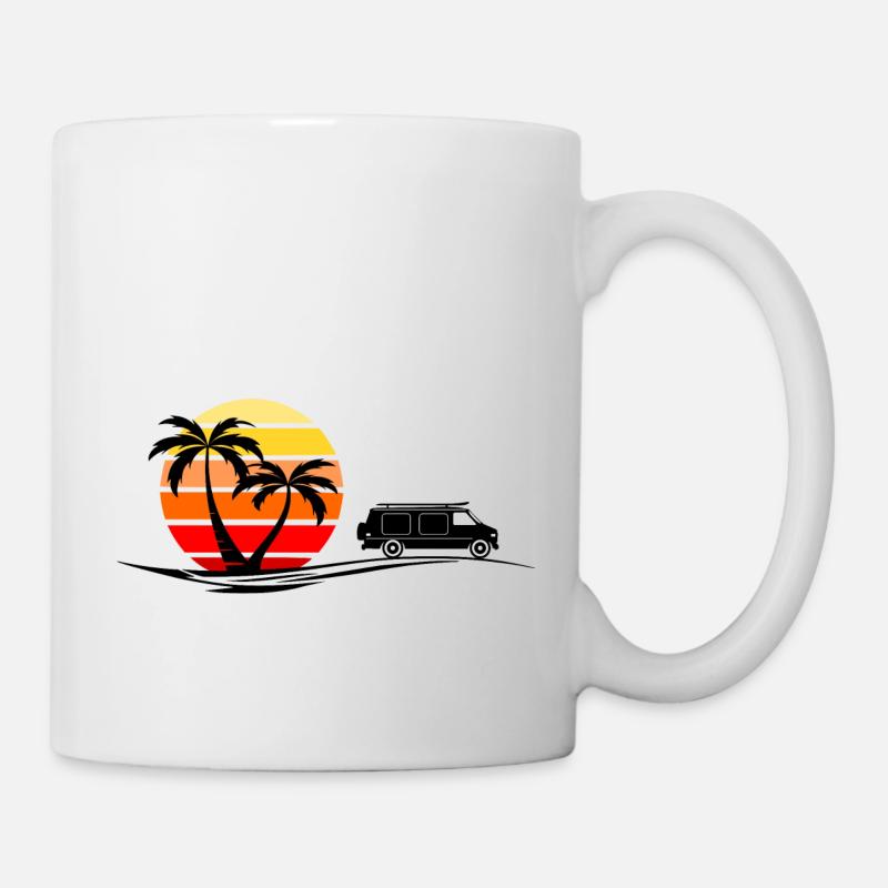 CAMPER BUS VAN Reise Palmen Süden - Tasse - Weiß