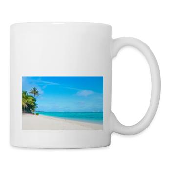 View on a Caribbean sandy beach and crystal clear - Mug - white - Right