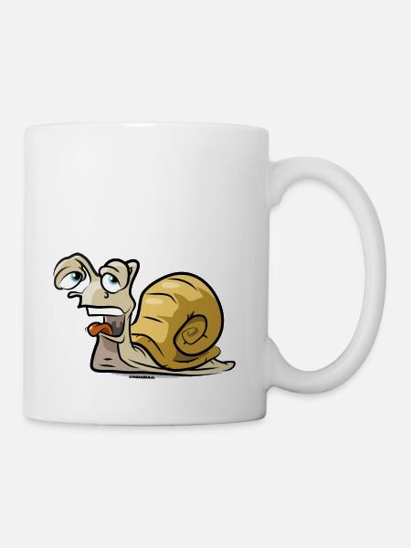 Drôle de bande dessinée d’escargot épuisé - Mug blanc - blanc